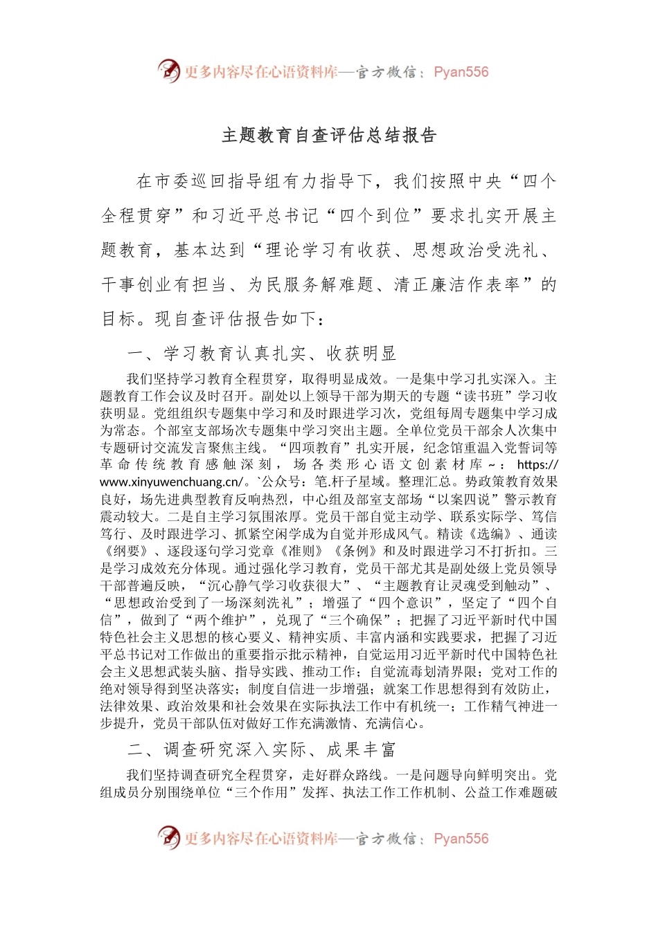 主题教育自查评估总结报告.docx_第1页