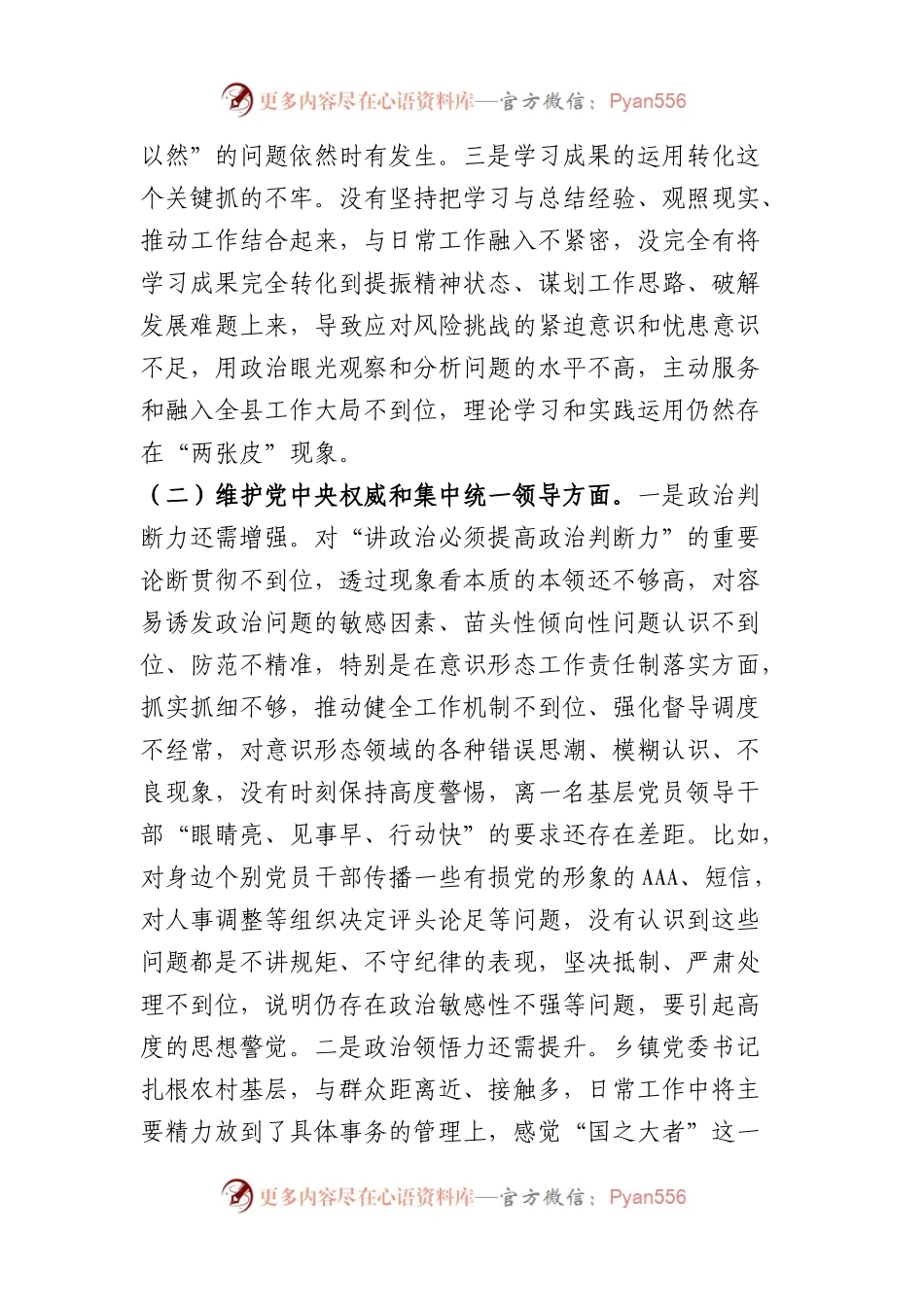 乡镇党委书记2023年度专题民主生活会对照检查材料（践行宗旨等6个方面）.docx_第2页