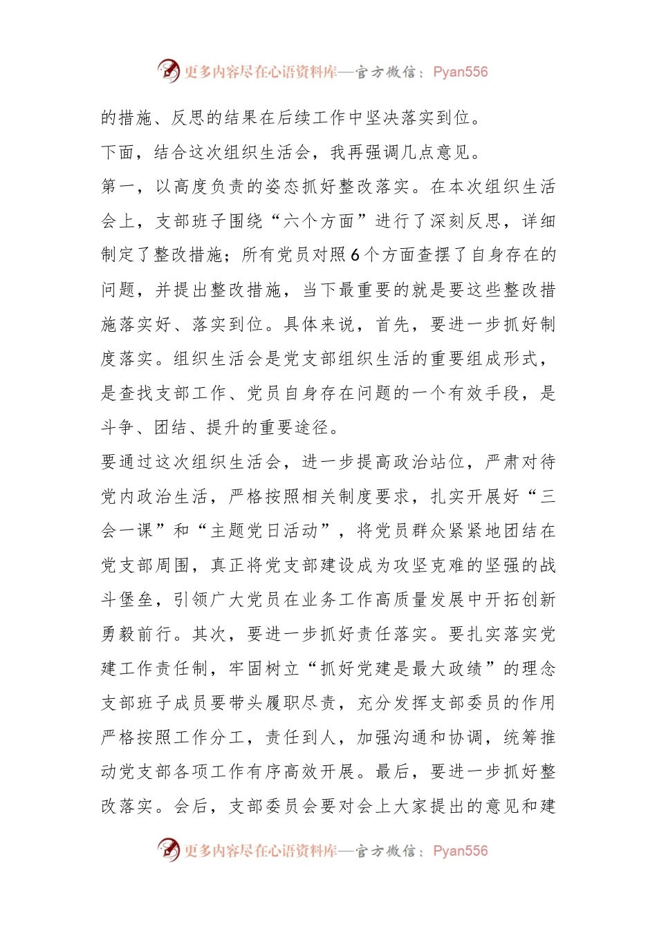 党组织书记在202XX年度的组织生活会上的总结表态发言提纲.docx_第2页