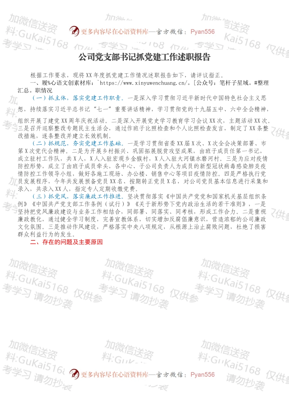 公司党支部书记抓党建工作述职报告.docx_第1页