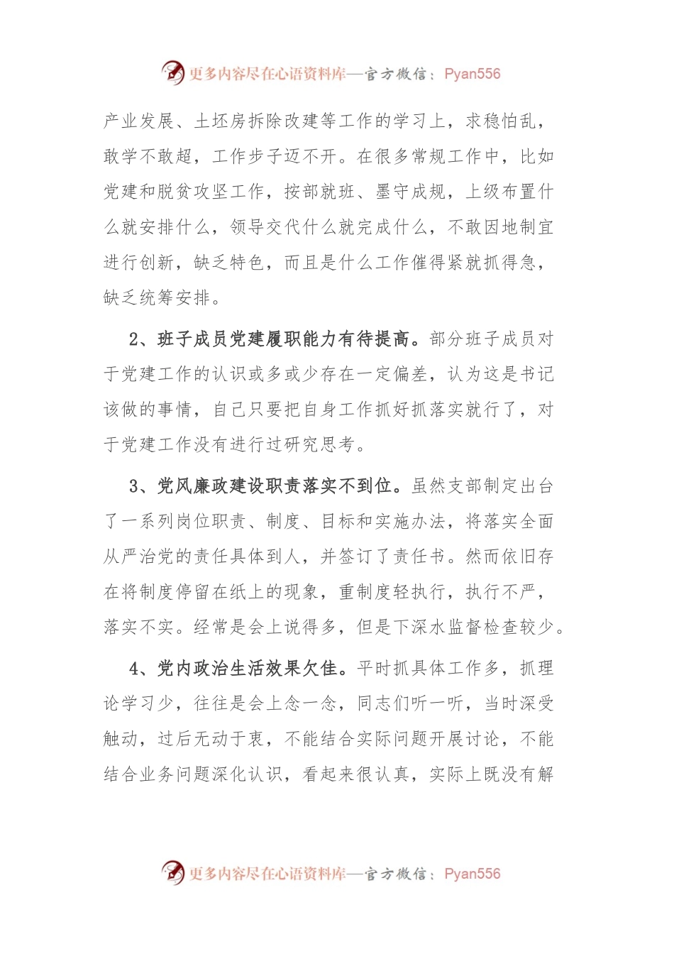 党支部班子民主生活会对照检查材料.docx_第2页