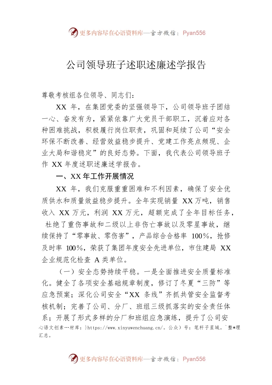 公司领导班子述职述廉述学报告.docx_第1页