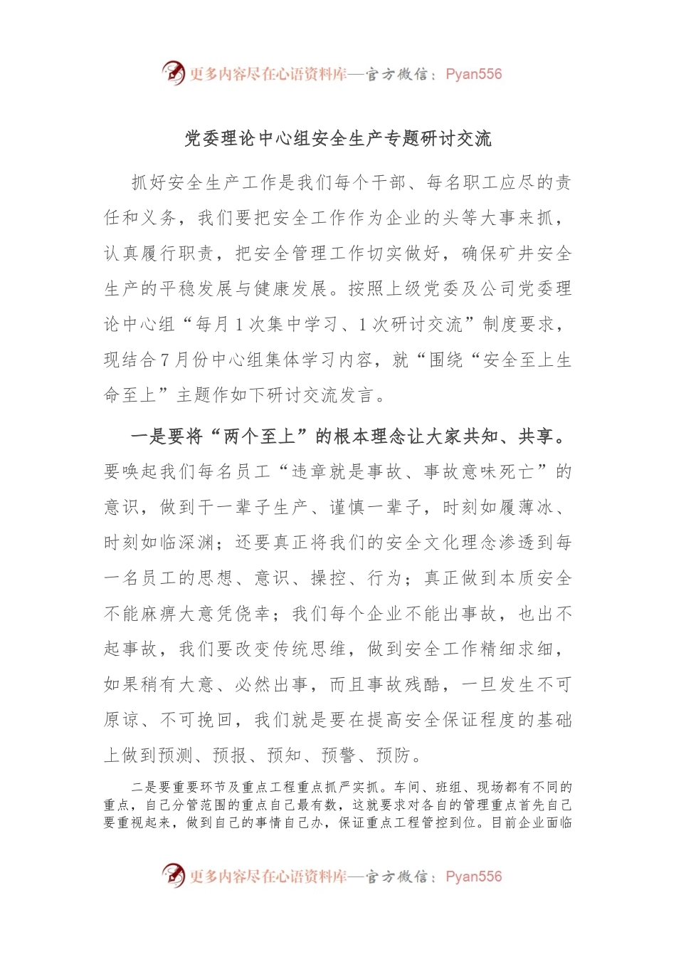 党委理论中心组安全生产专题研讨交流.docx_第1页
