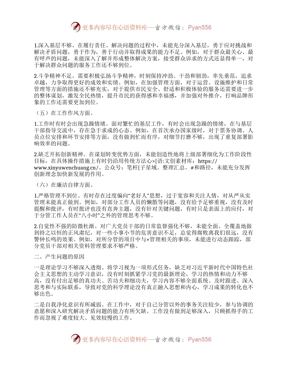 公司党委班子成员2023年度主题教育专题民主生活会个人对照检查材料.docx_第2页