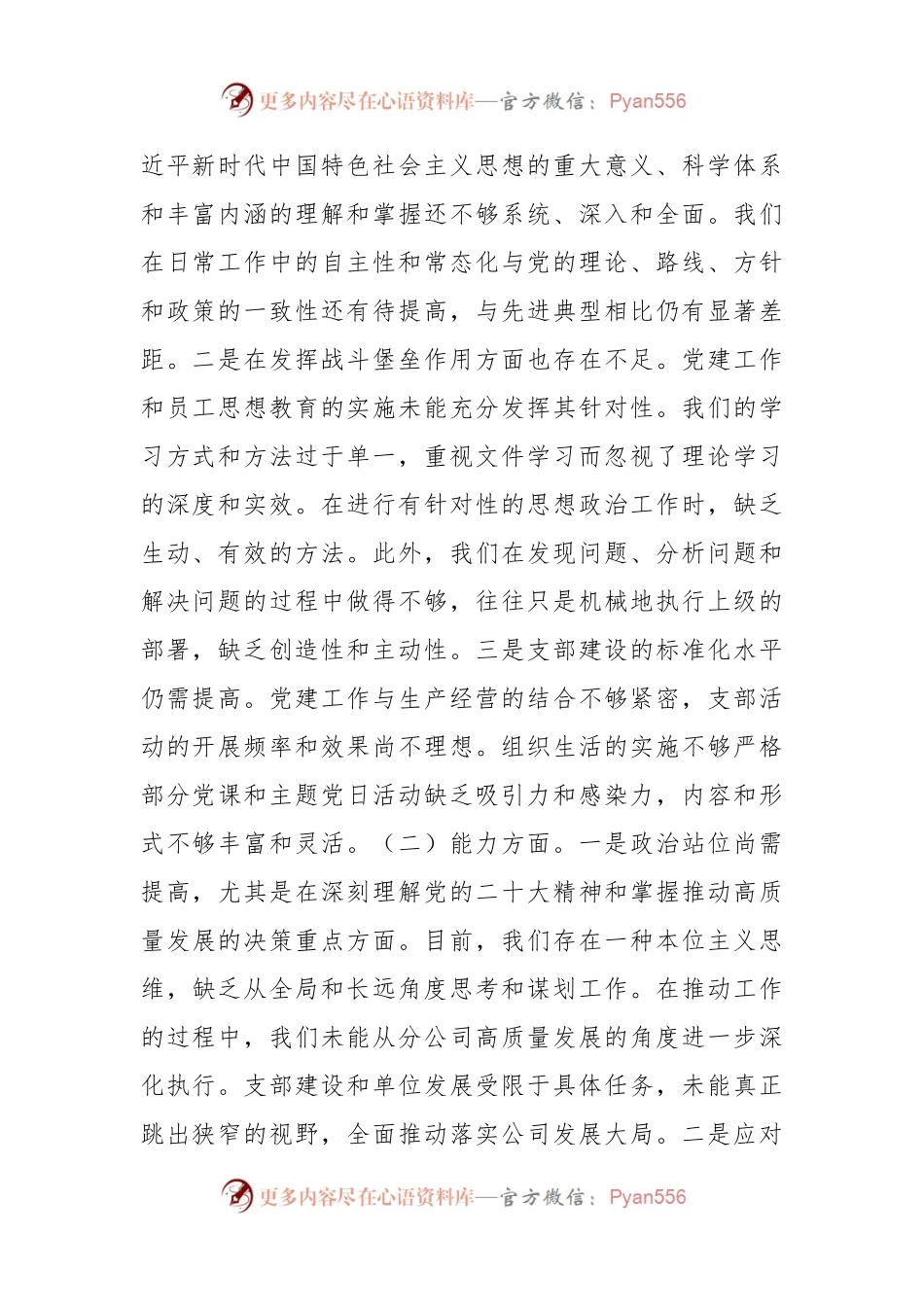 党支部班子2023年主题教育组织生活会对照检查材料.docx_第2页
