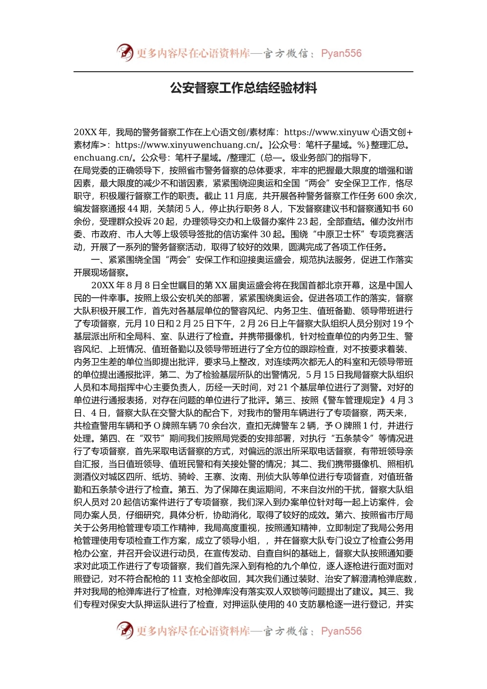 公安督察工作总结经验材料.docx_第1页