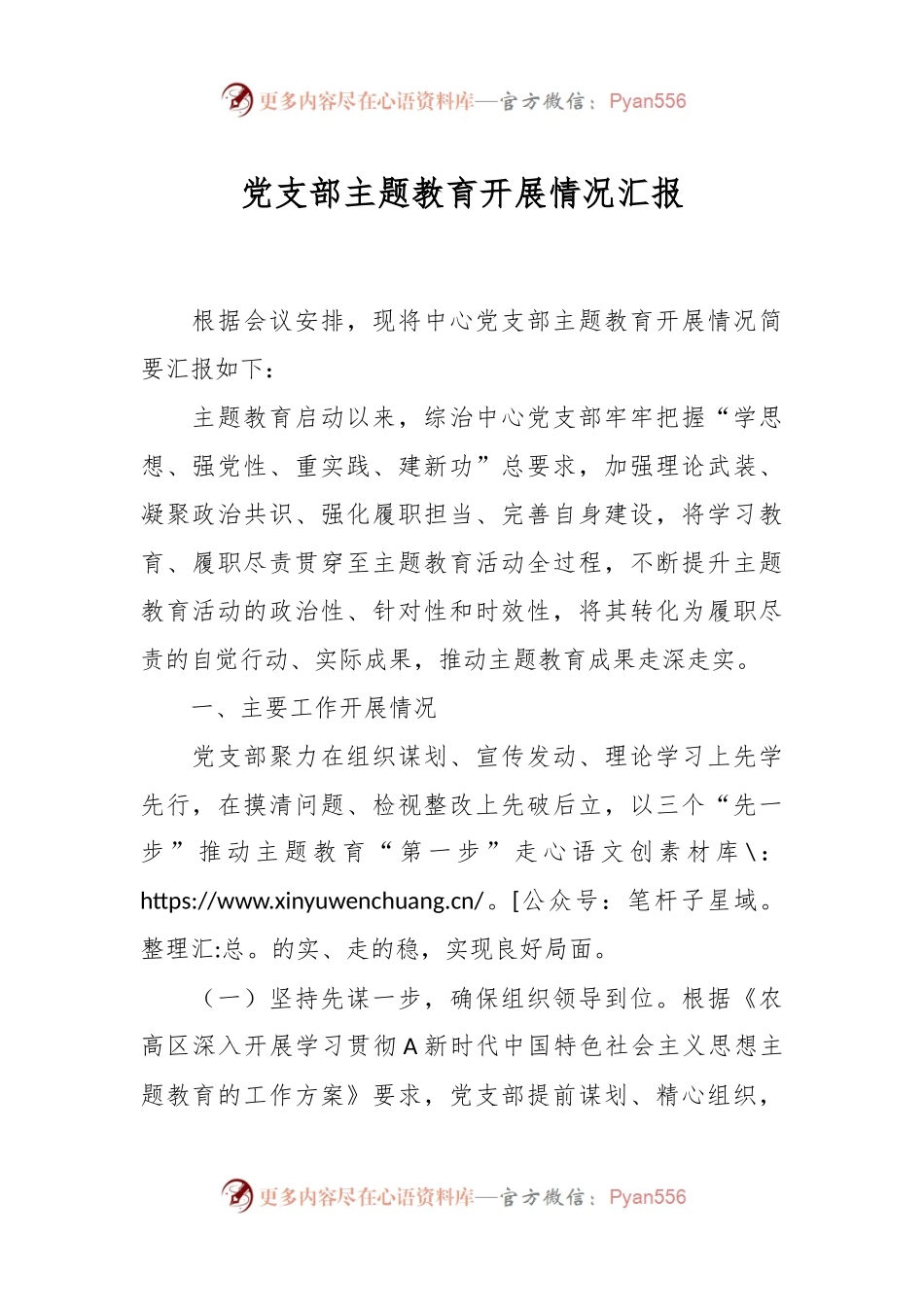 党支部主题教育开展情况汇报.docx_第1页