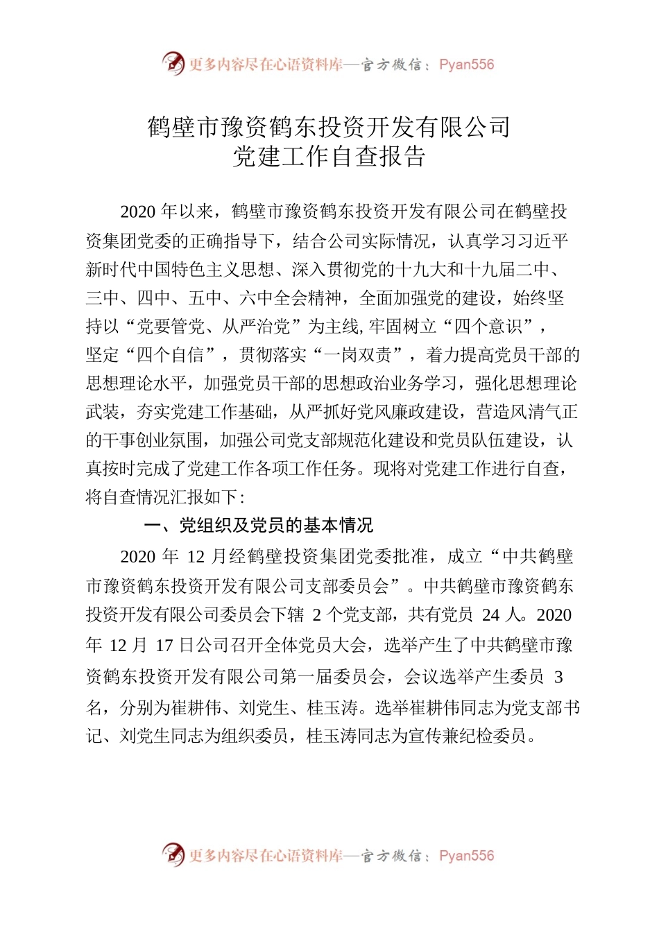党建自查工作汇报.docx_第1页