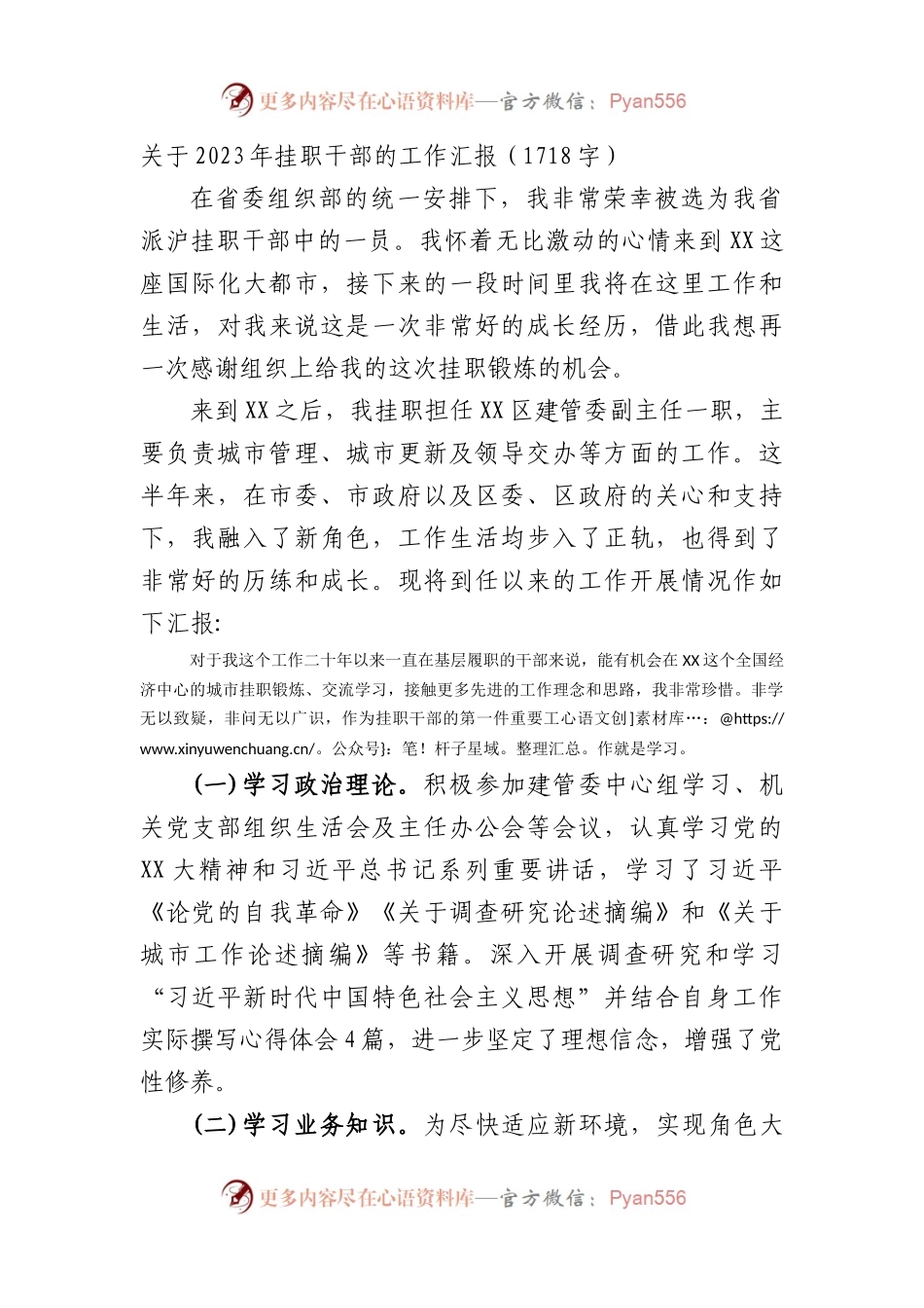 关于2023年挂职干部的工作汇报.docx_第1页