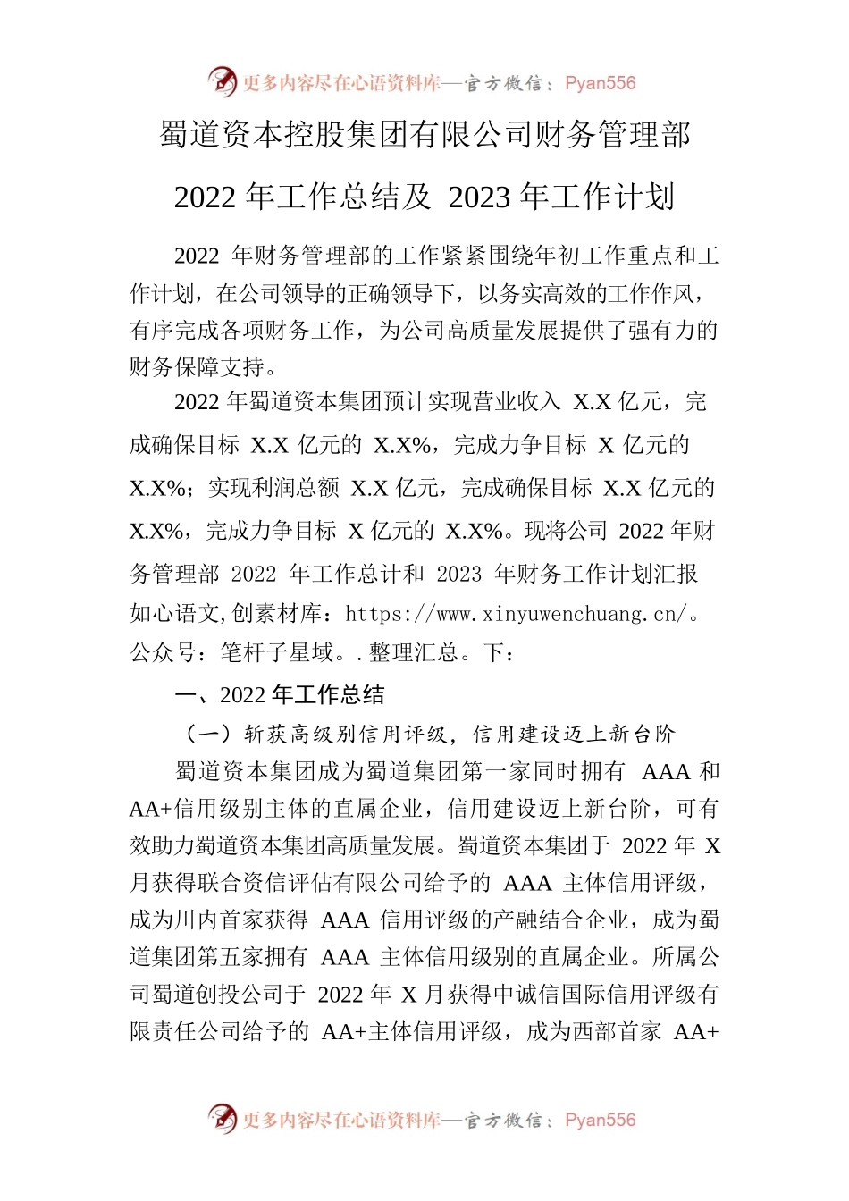 公司财务管理部2022年工作总结及2023年工作计划.docx_第1页