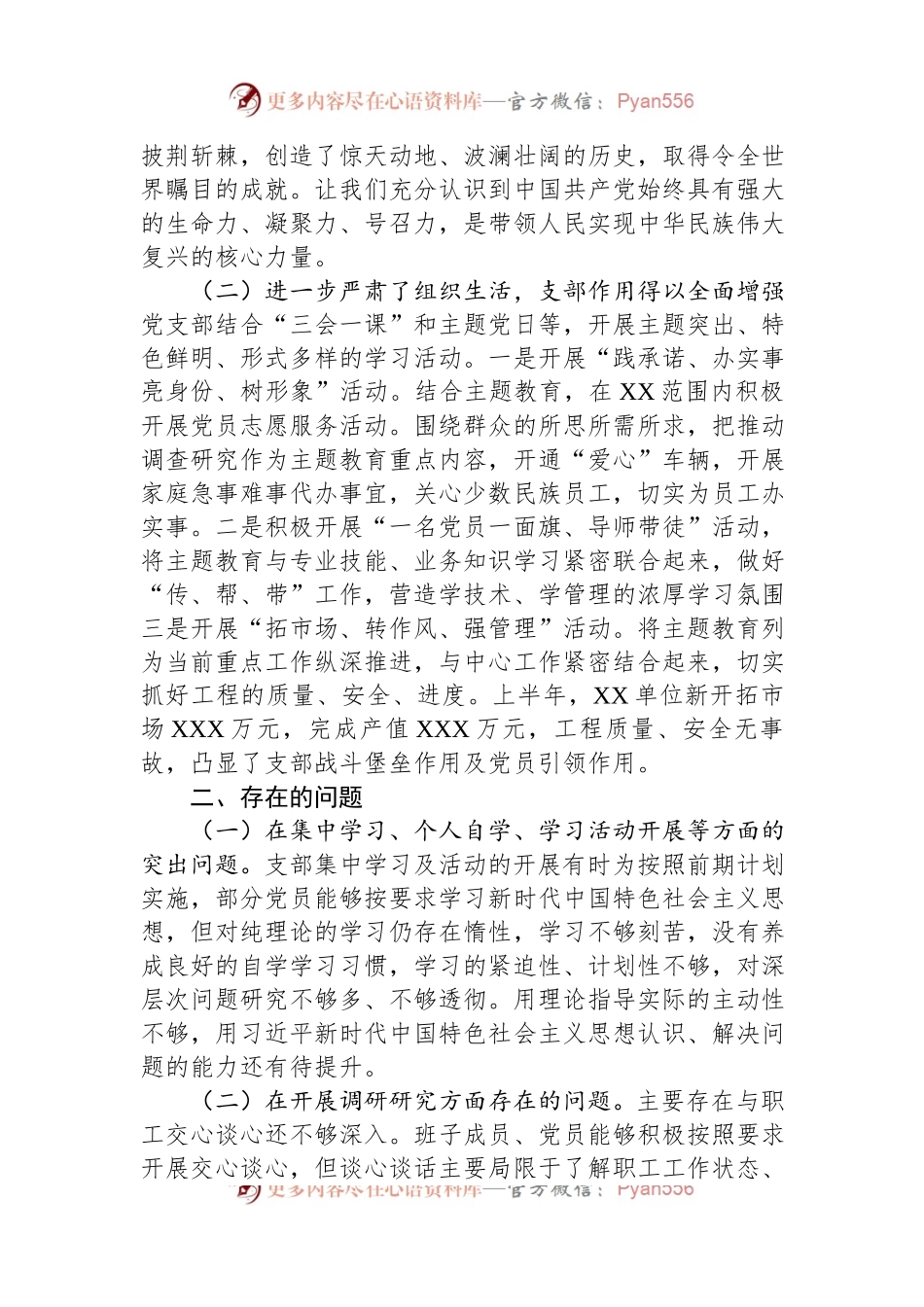 公司支部主题教育组织生活会班子对照检查材料.docx_第2页