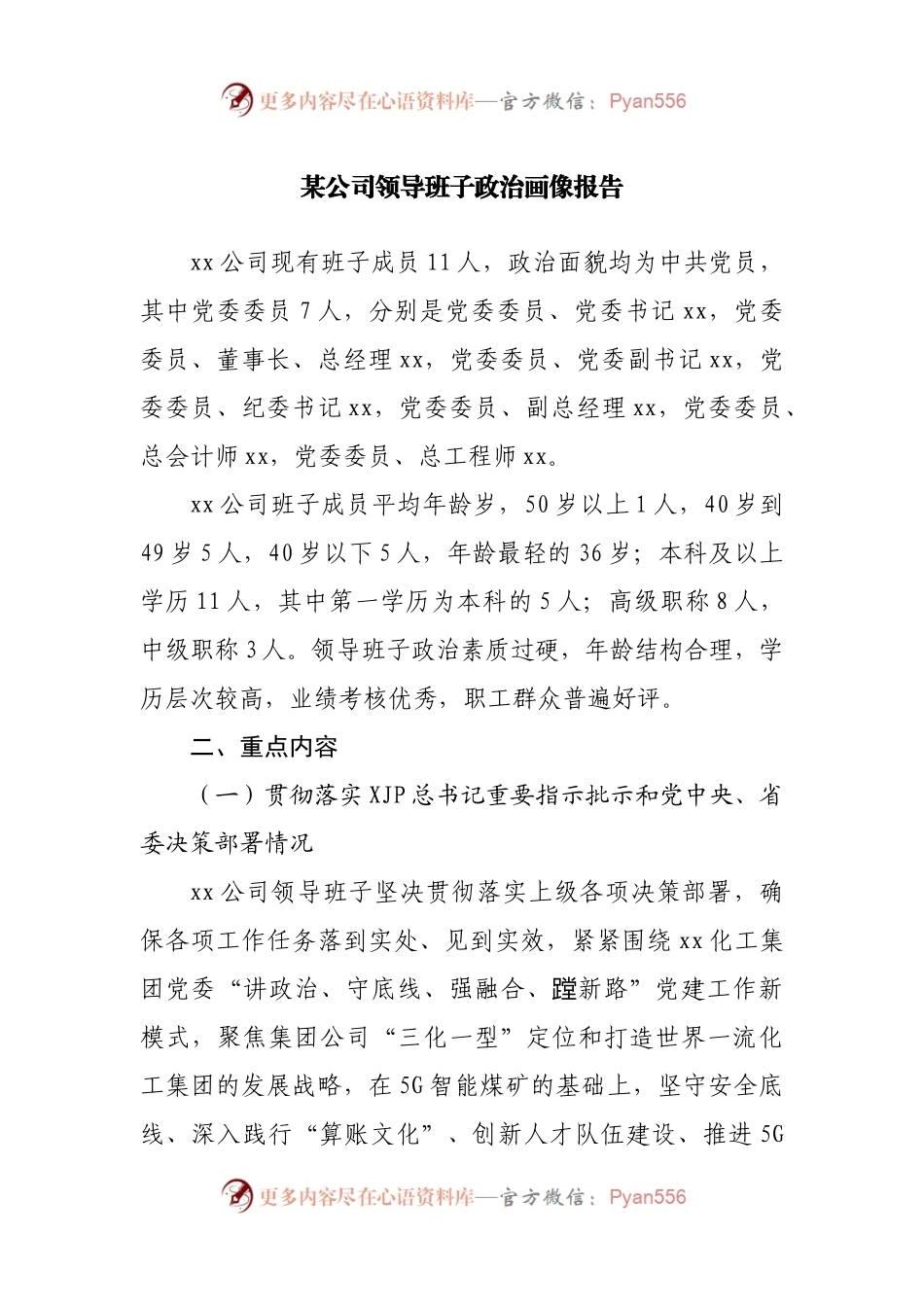 公司领导班子政治画像报告.docx_第1页
