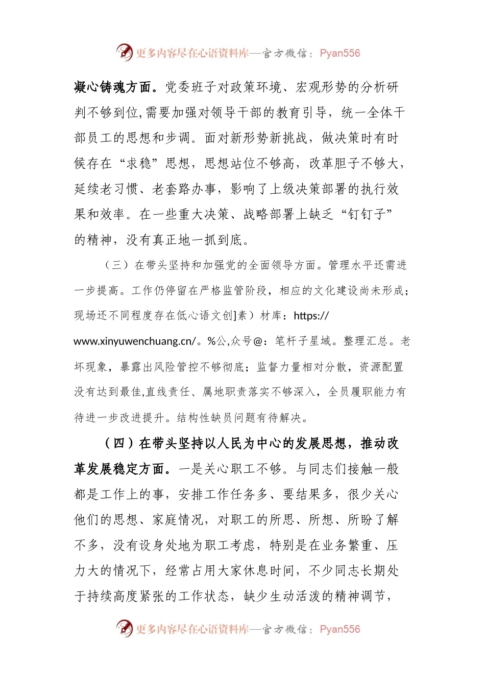 公司领导班子民主生活会“六个带头”对照检查材料.docx_第2页