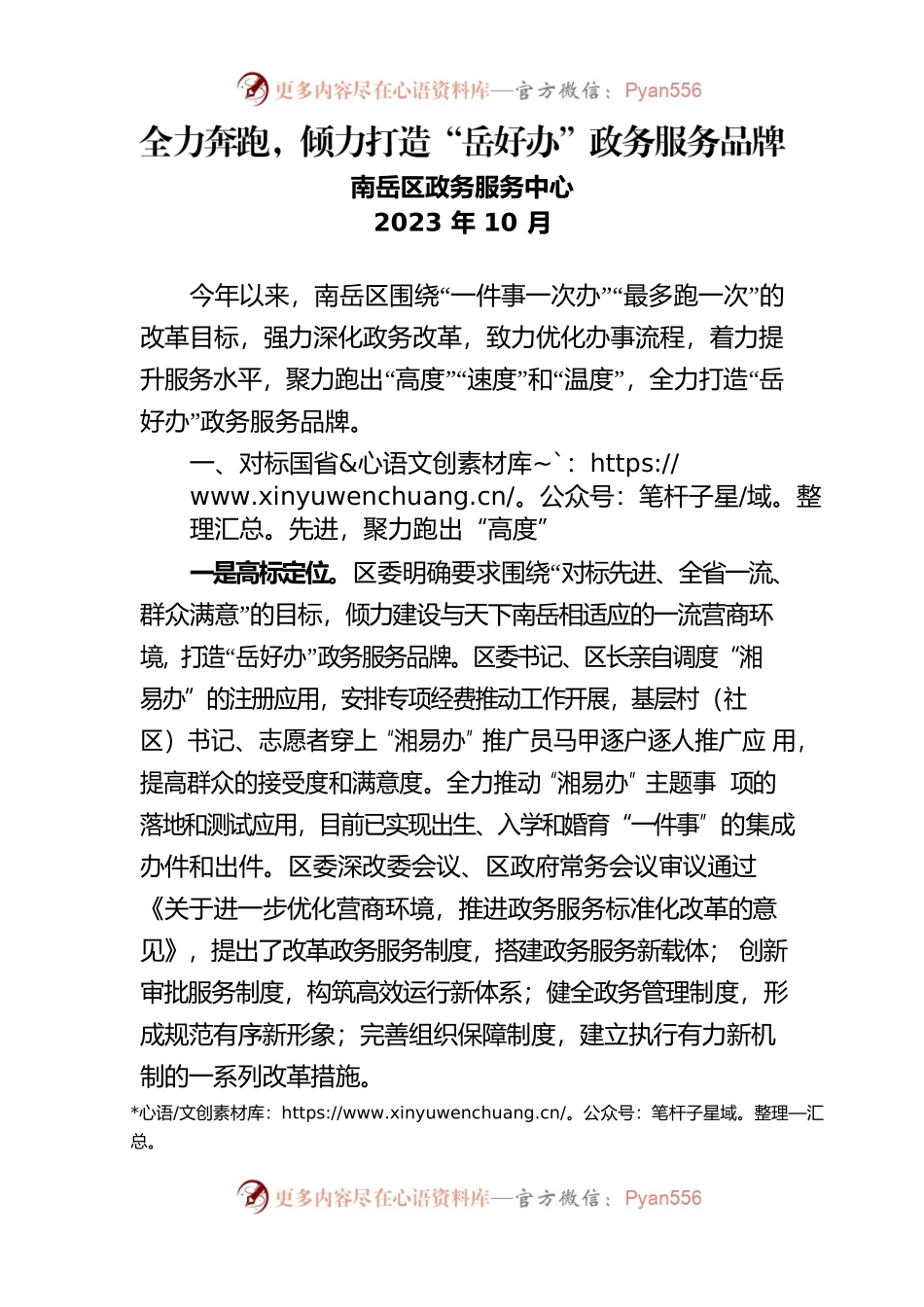全力奔跑，倾力打造“岳好办”政务服务品牌.docx_第1页