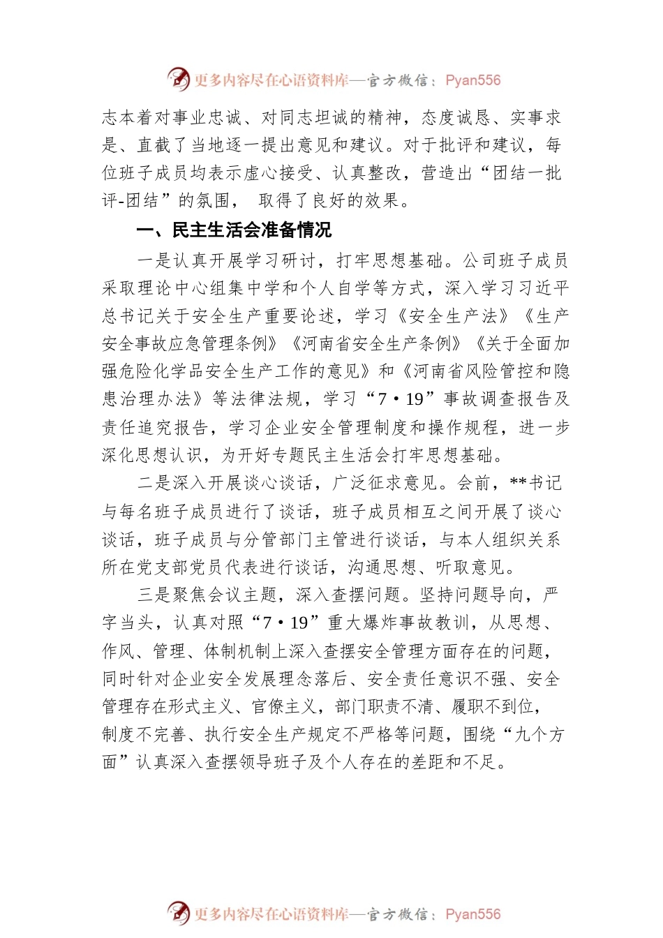 公司安全生产以案促改专题民主生活会情况报告.docx_第2页