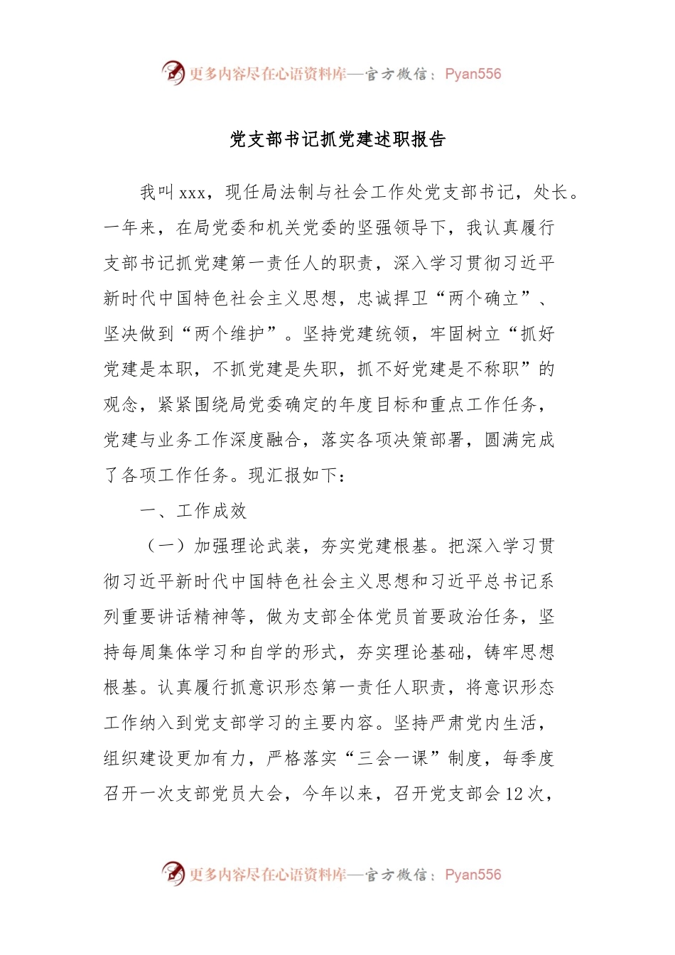 党支部书记抓党建述职报告2.docx_第1页