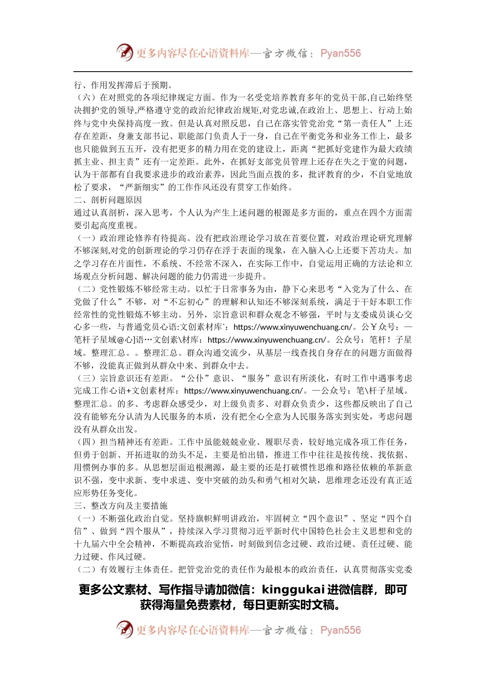 党支部书记专题组织生活会对照检查.docx_第2页