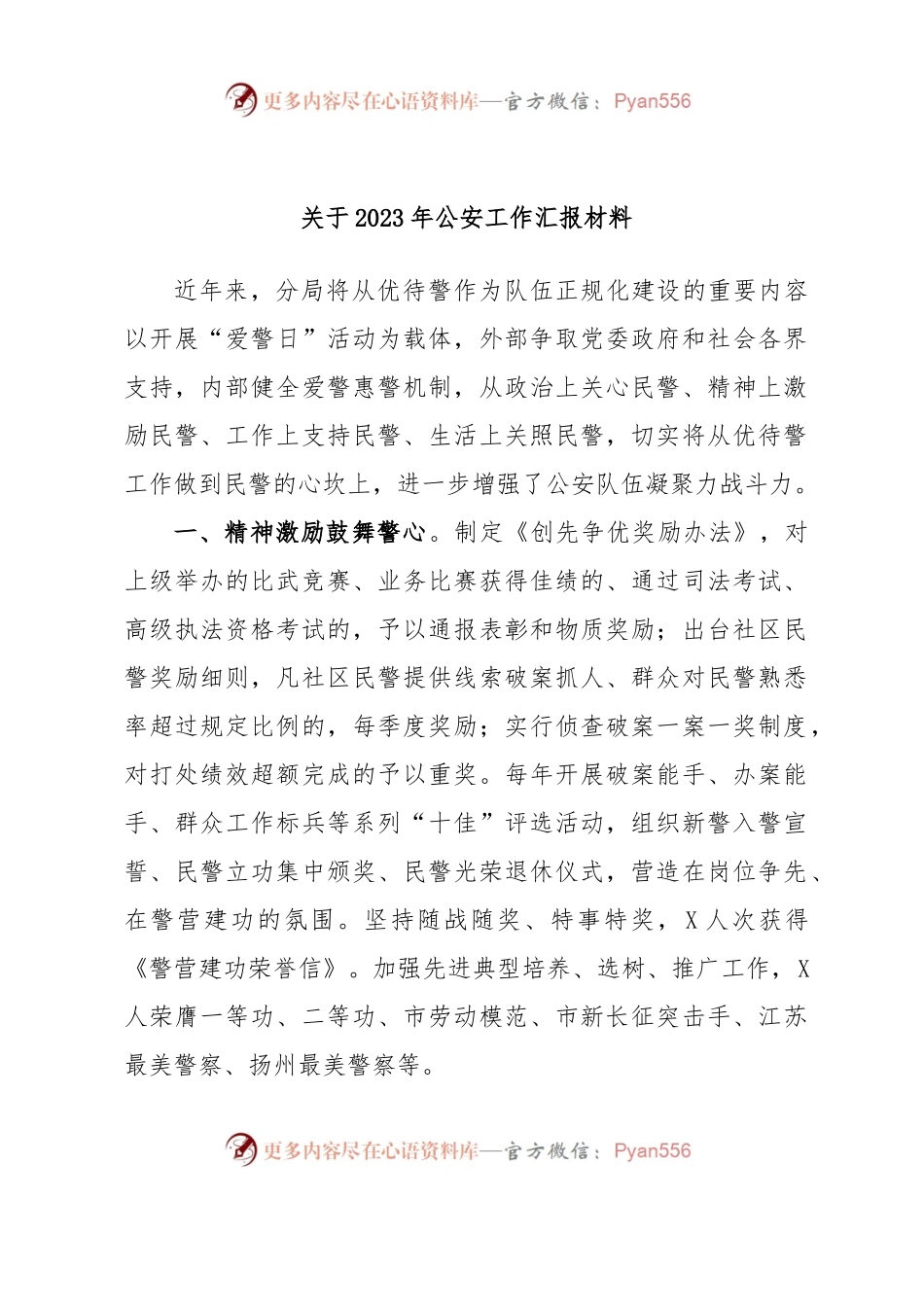 关于2023年公安工作汇报材料.docx_第1页