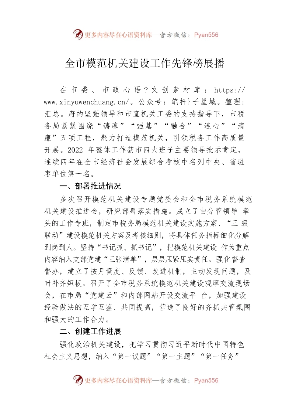 全市模范机关建设工作先锋榜展播（20230427）.docx_第1页