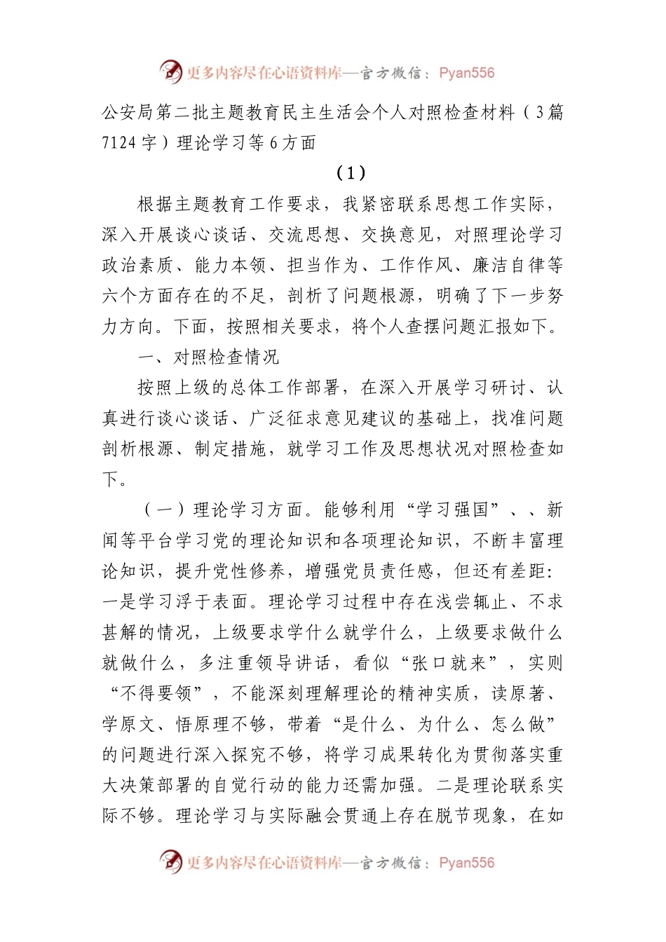 公安2023年主题教育民主生活会个人对照检查材料3篇.docx_第1页