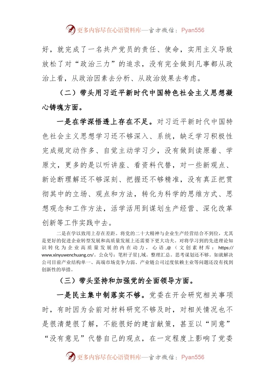 公司总经理2022年度民主生活会对照检查材料.docx_第2页