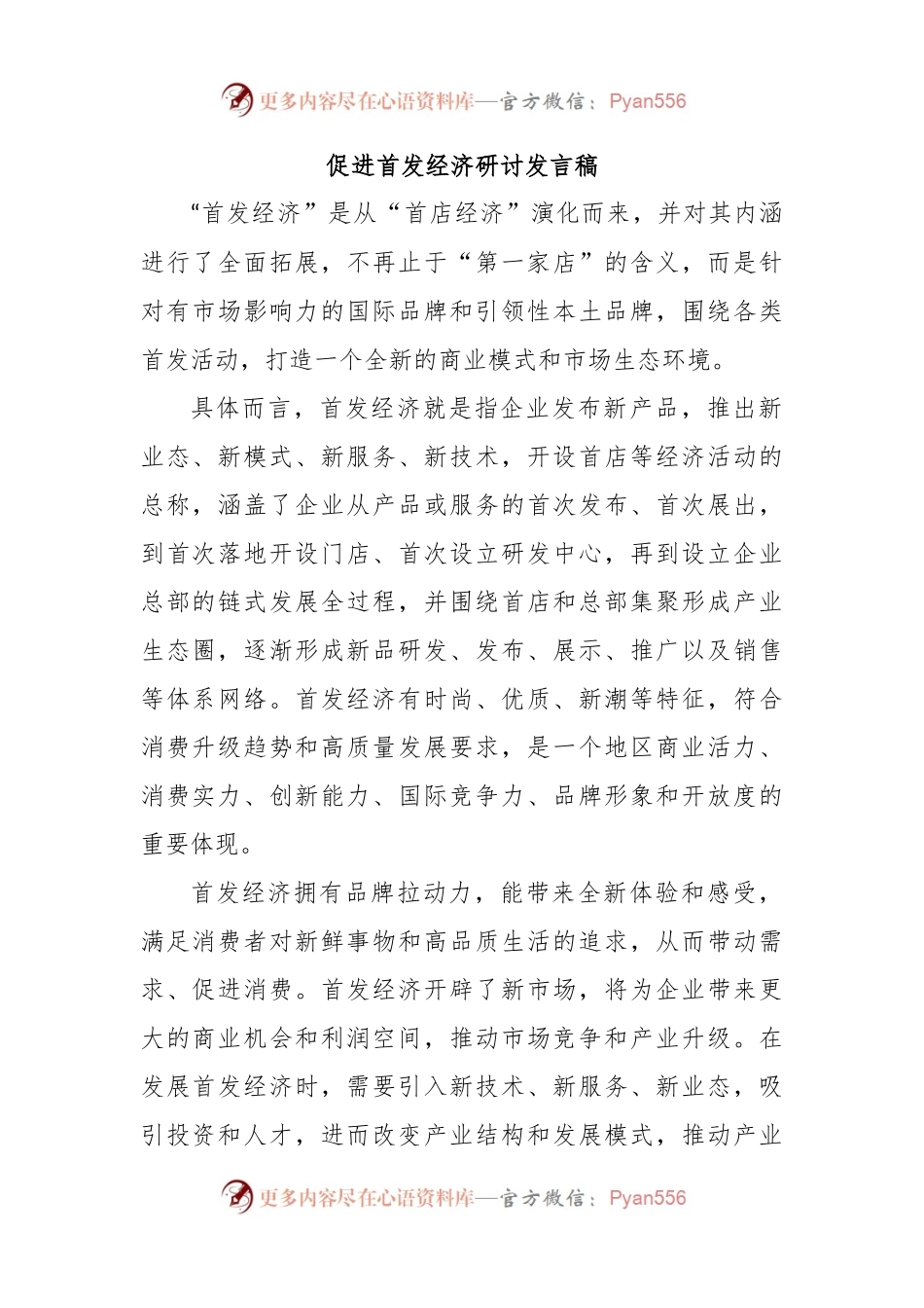 促进首发经济研讨发言稿.docx_第1页