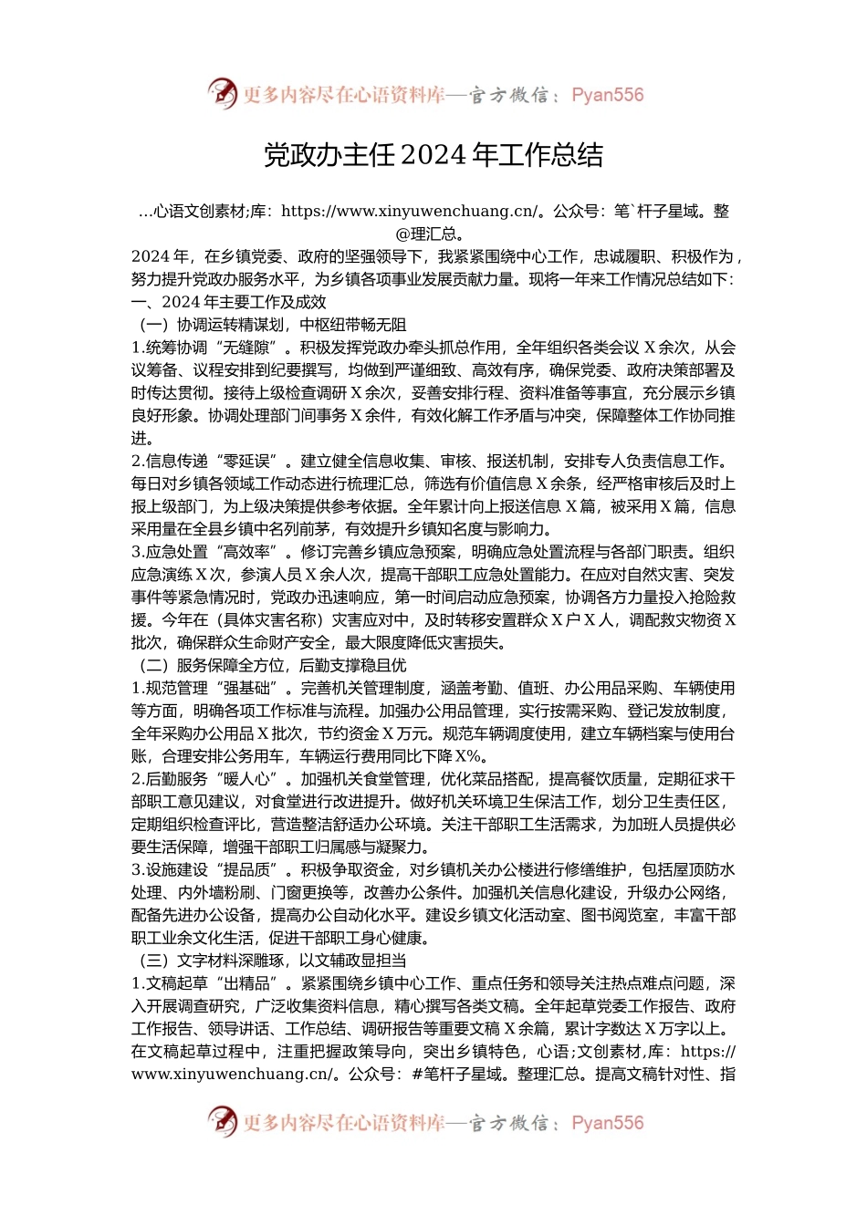 党政办主任2024年工作总结.docx_第1页