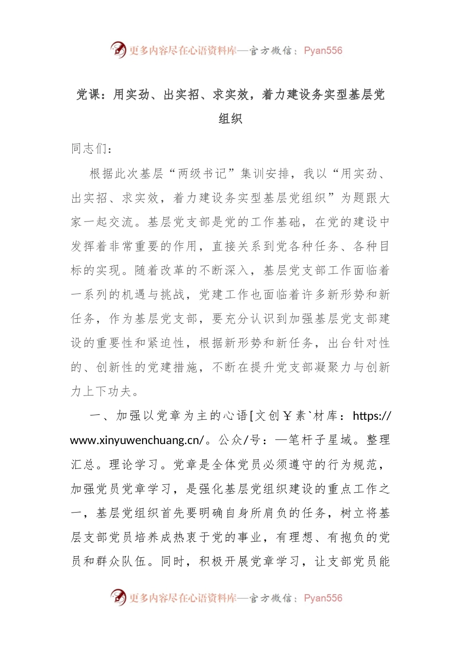 党课：用实劲、出实招、求实效，着力建设务实型基层党组织.docx_第1页