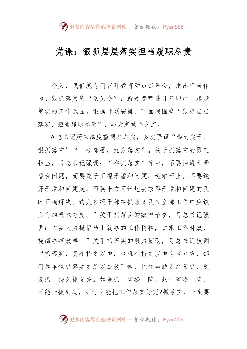 党课：狠抓层层落实担当履职尽责.docx_第1页