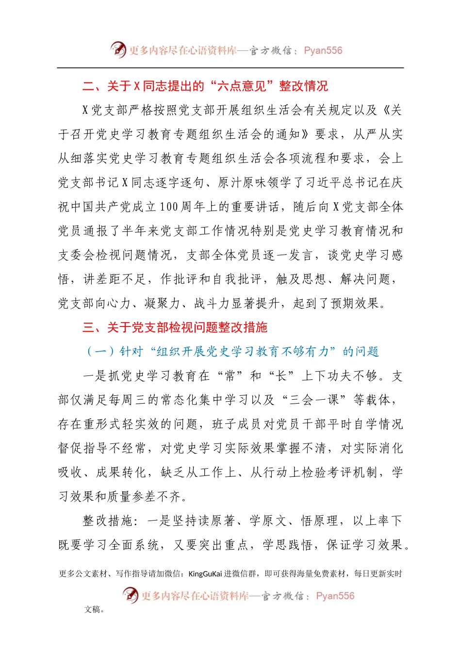 党支部班子党史学习教育专题组织生活会整改方案.docx_第2页
