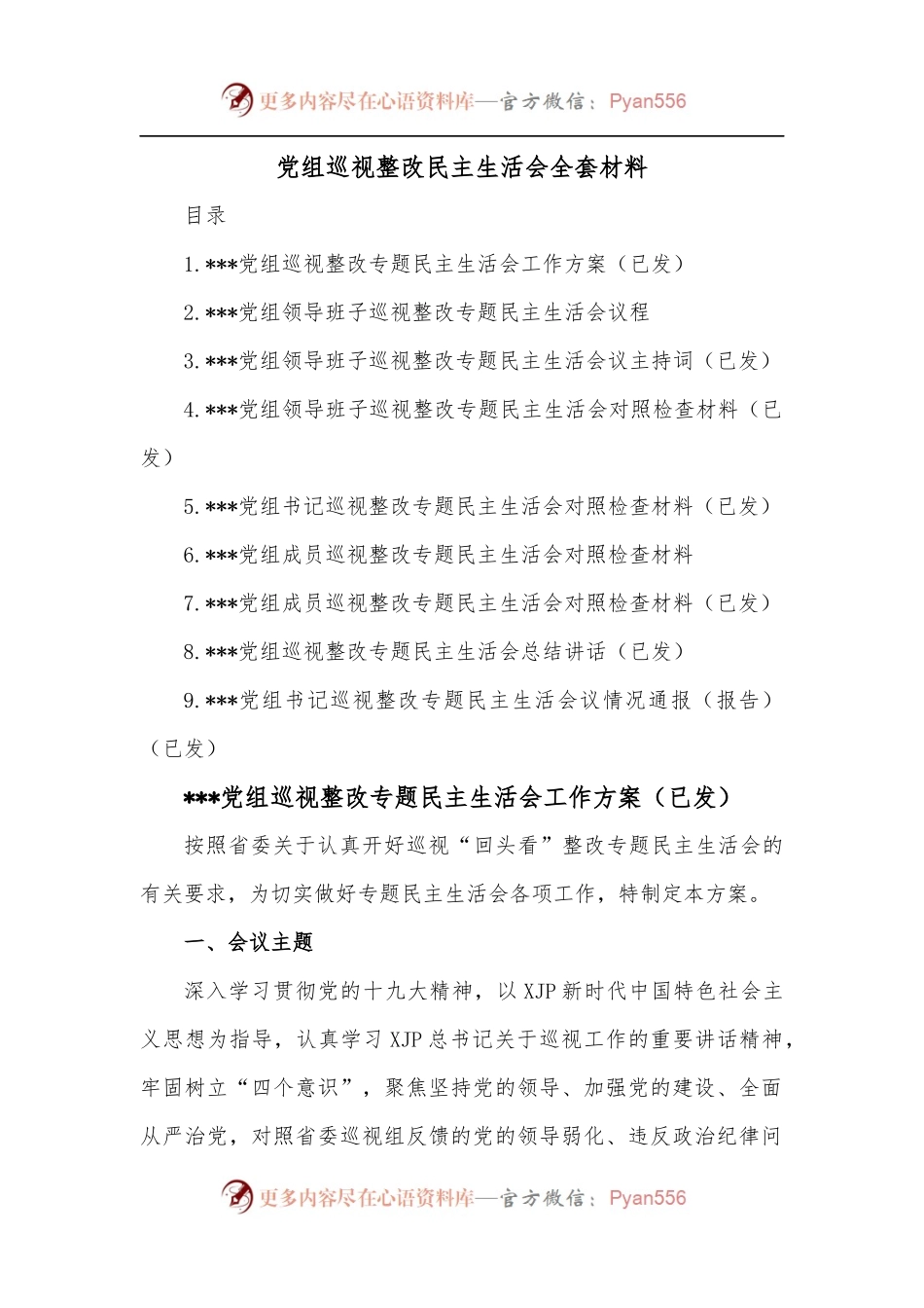 党组巡视整改民主生活会全套材料.docx_第1页