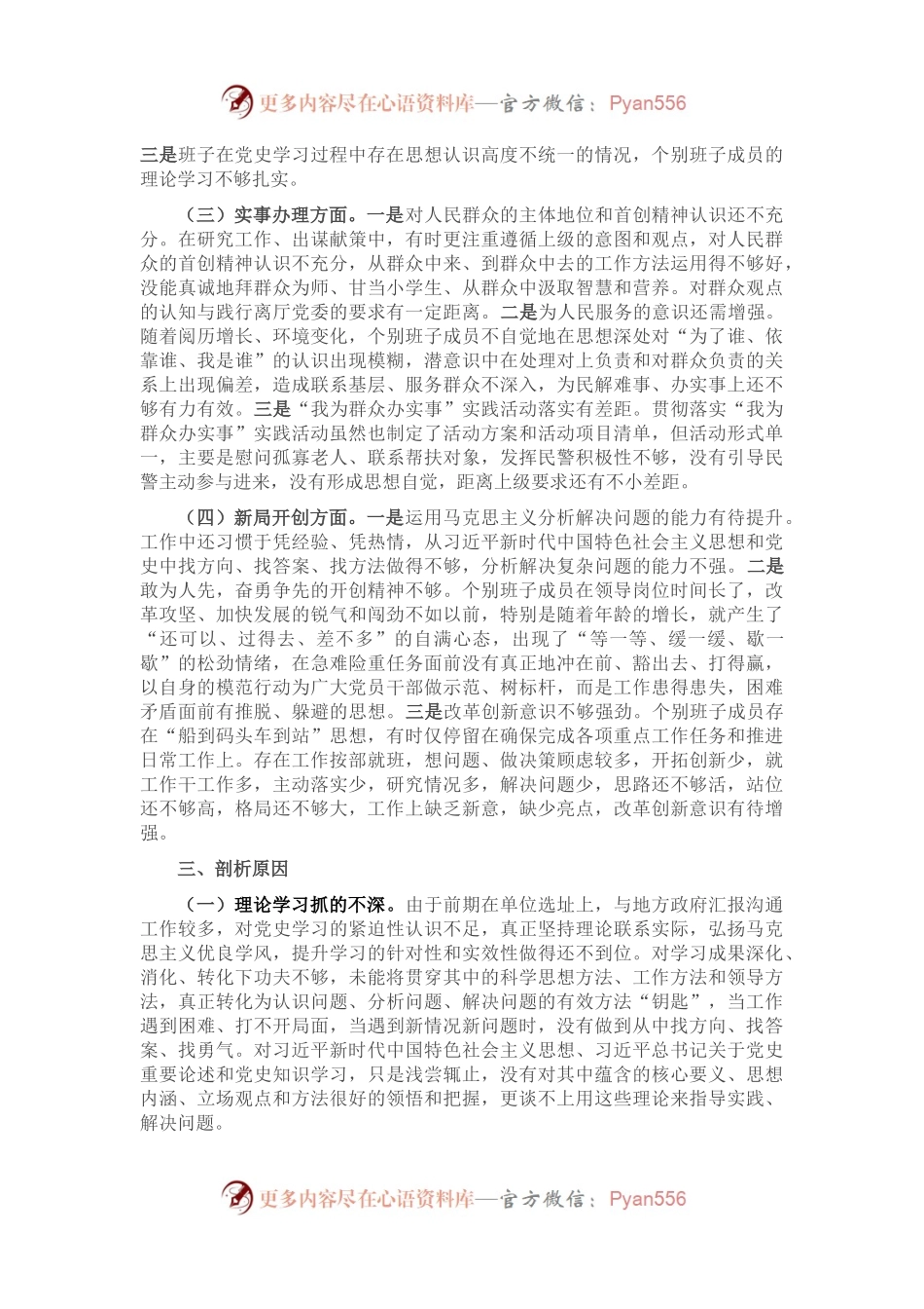 党支部班子党史学习教育专题组织生活会对照检查材料.docx_第2页