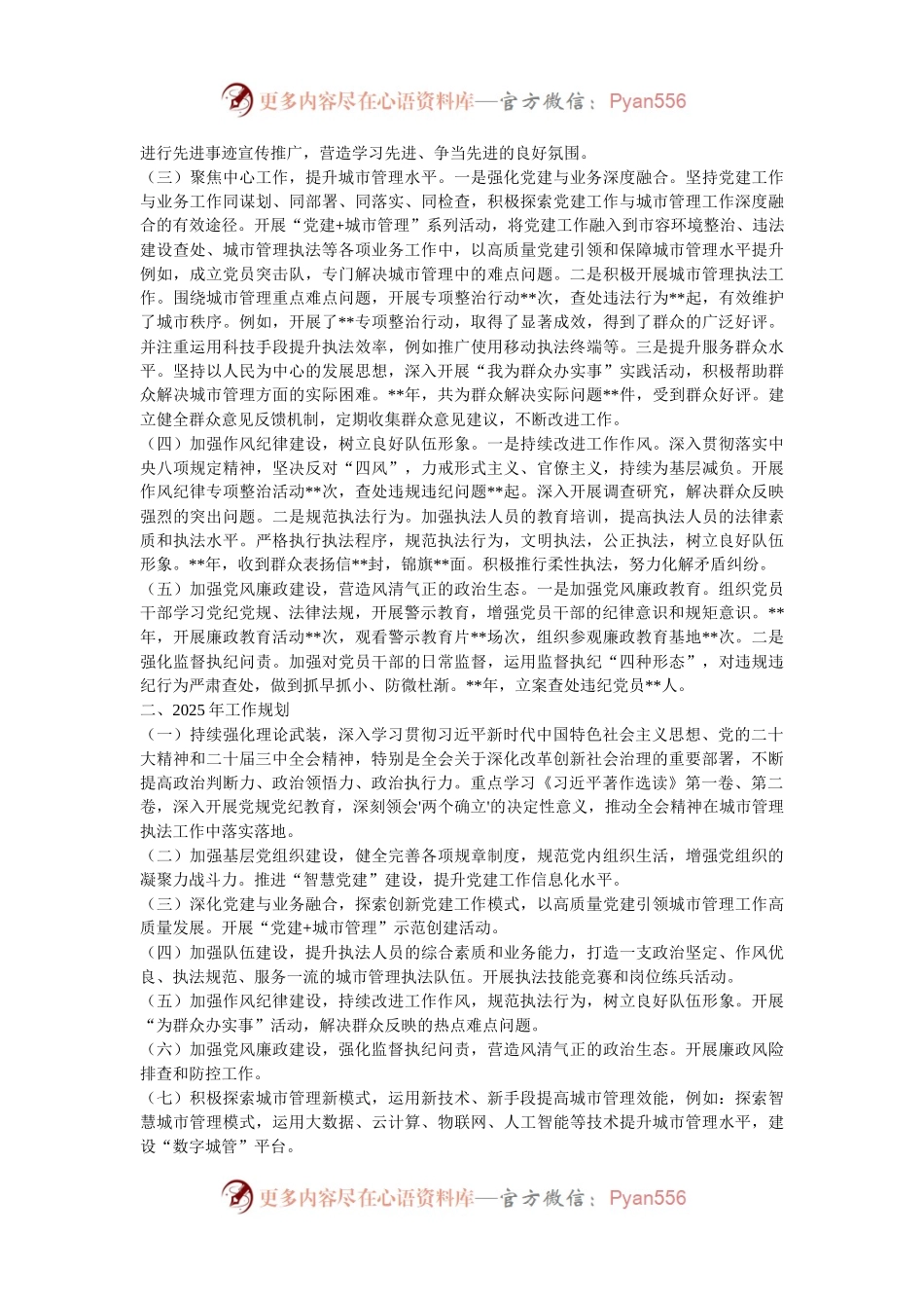 党支部2024年工作总结及2025年工作规划（综合行政执法队）.docx_第2页
