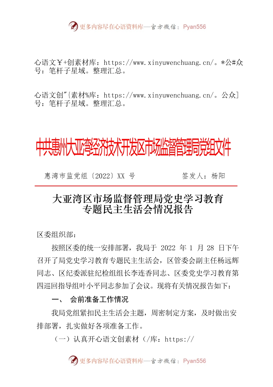 党史学习教育专题民主生活会总结报告.docx_第1页