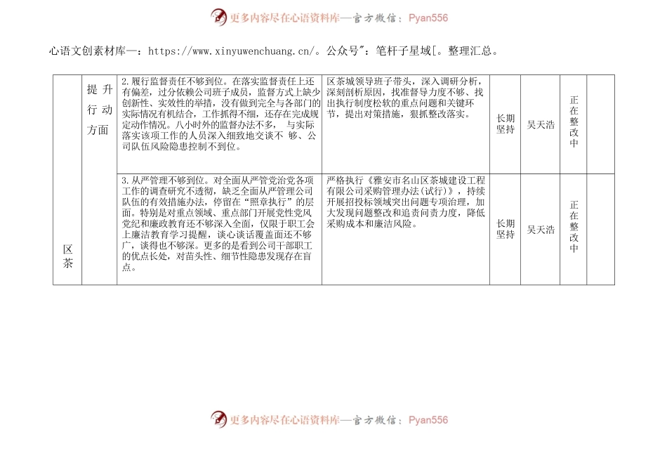 公司以案促改专题民主生活会班子成员检视问题整改清单整改台账.docx_第2页