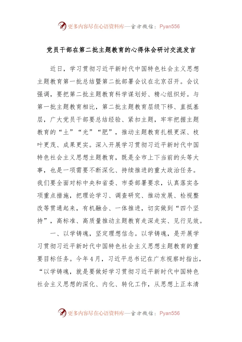 党员干部在第二批主题教育的心得体会研讨交流发言.docx_第1页