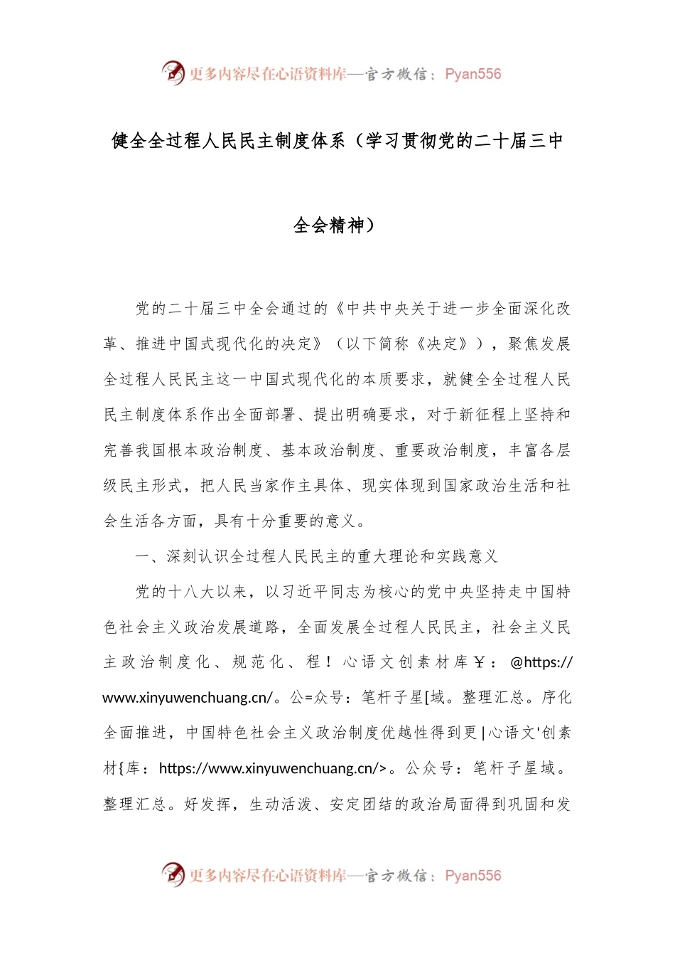 健全全过程人民民主制度体系（学习贯彻党的二十届三中全会精神）.docx_第1页
