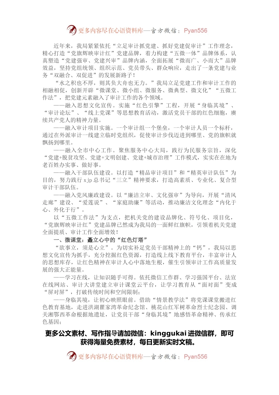 党建品牌创建工作经验材料：党旗辉映审计红 匠心铸就强审梦（市审计局）.docx_第1页