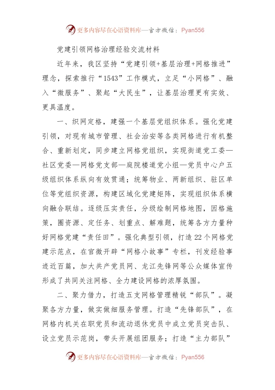 党建引领网格治理经验交流材料.docx_第1页