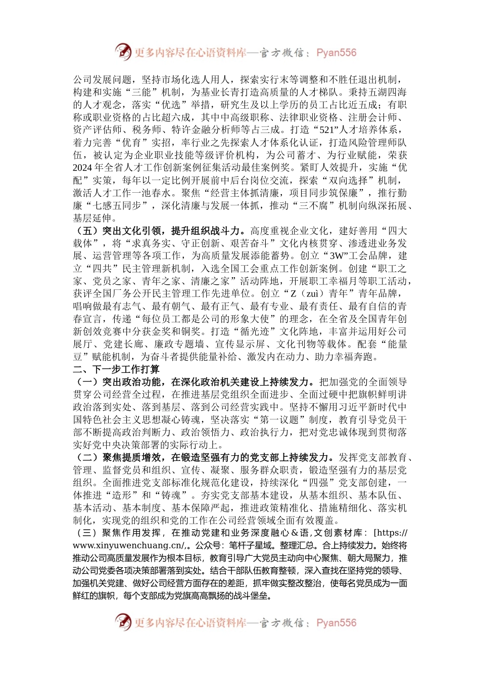 公司党委2024年推进全面从严治党工作总结.docx_第2页