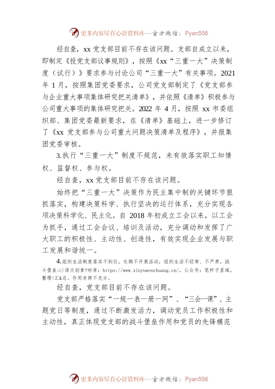 公司党支部党建工作专项整治自查报告.docx_第2页