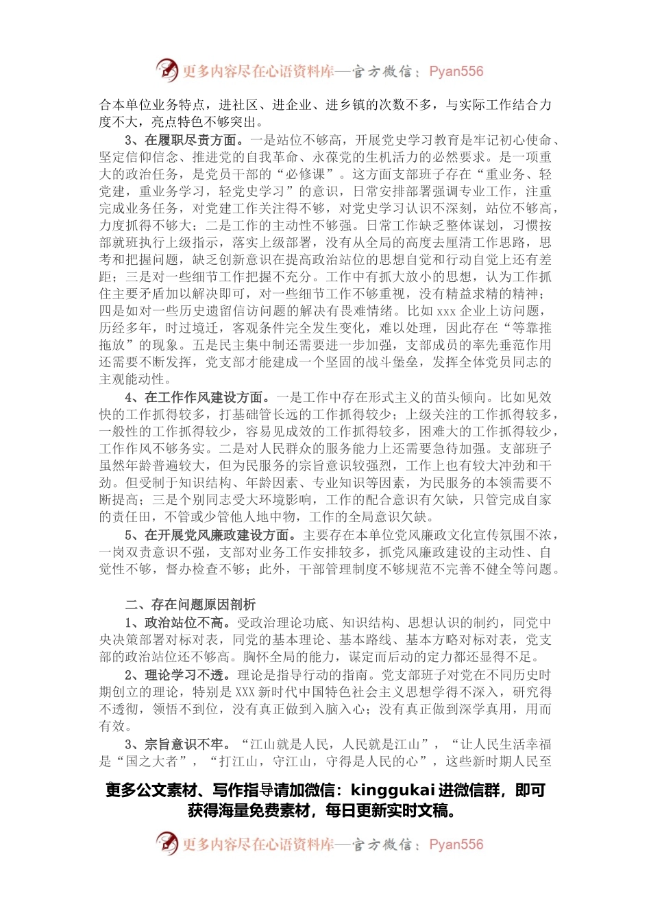 党史学习教育专题组织生活会领导班子对照检查材料（政法机关党支部）.docx_第2页