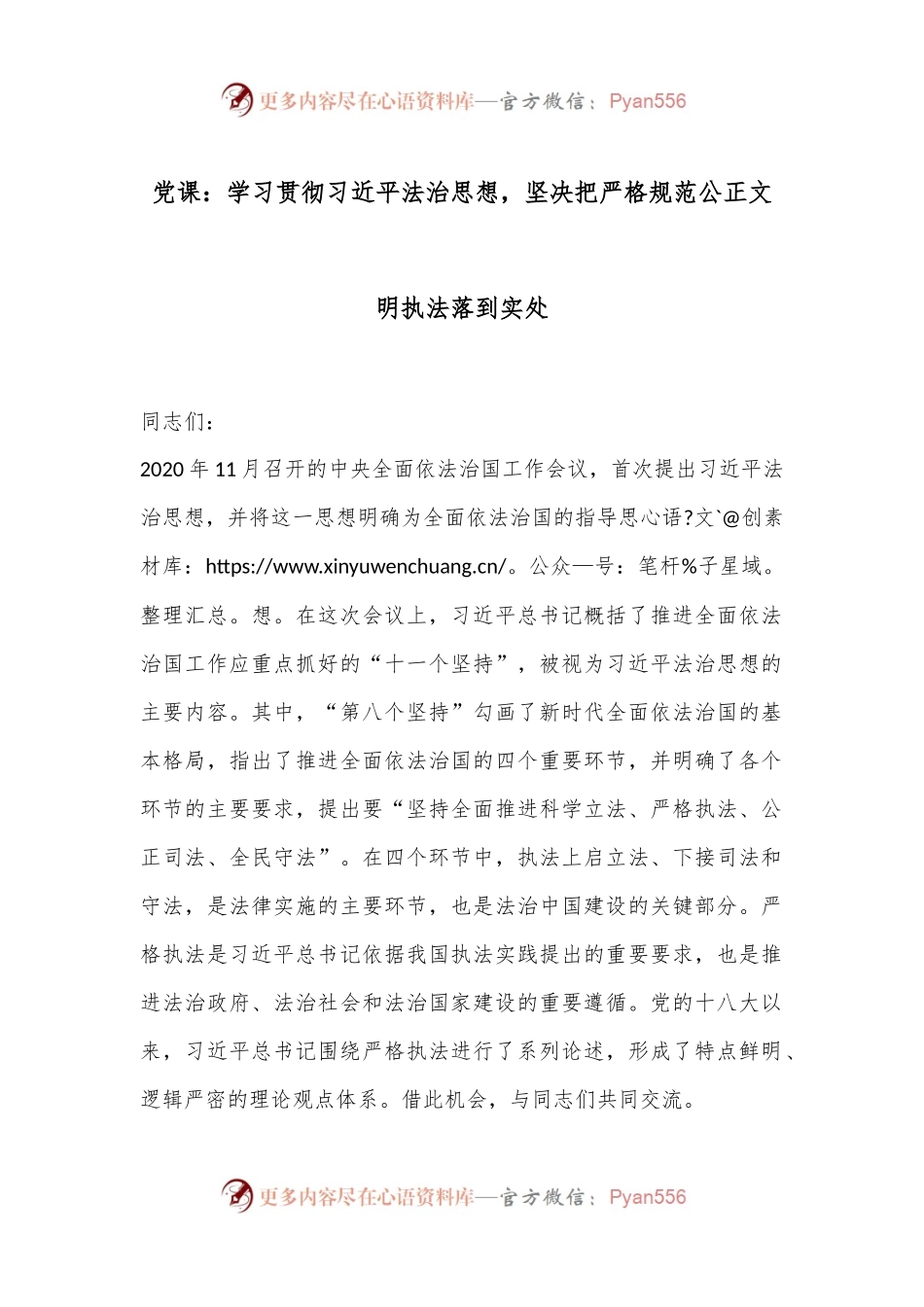 党课：学习贯彻习总书记法治思想，坚决把严格规范公正文明执法落到实处.docx_第1页