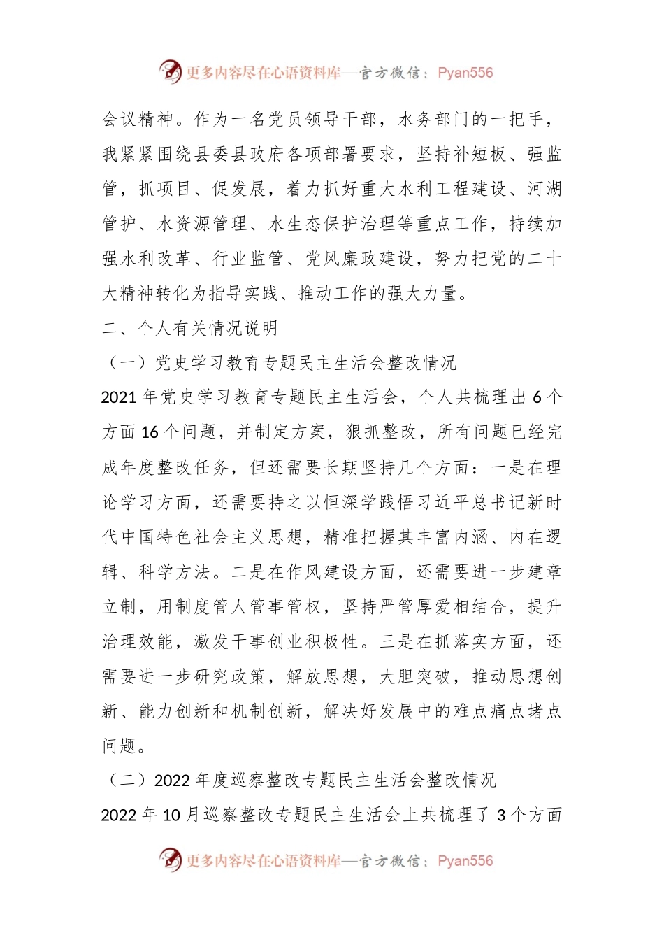 党员领导干部上一年度民主生活会个人检视剖析材料.docx_第2页