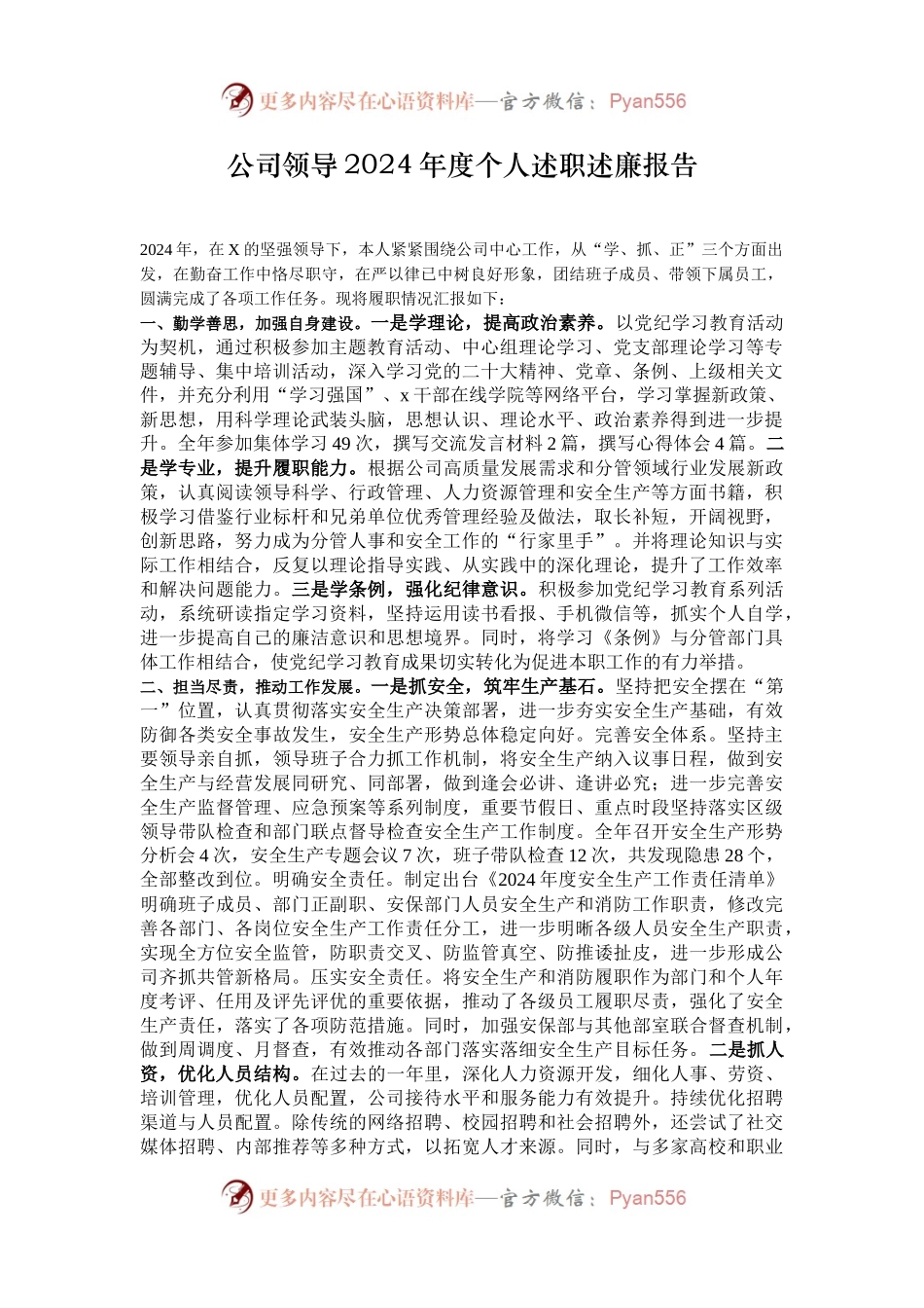 公司领导2024年度个人述职述廉报告.docx_第1页