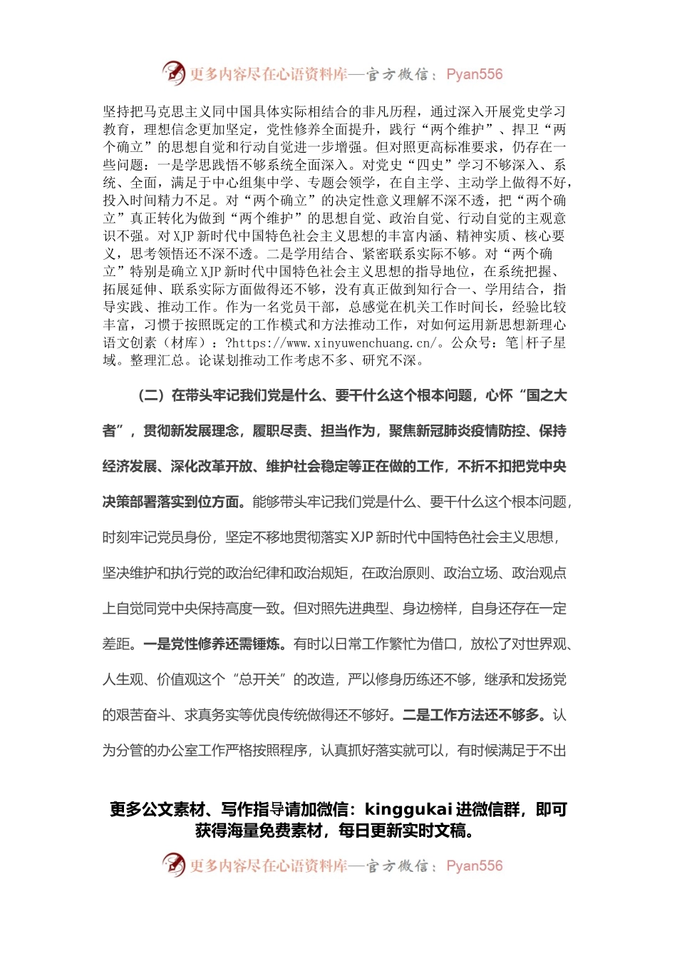 党员领导干部2021年度专题民主生活会个人对照检查材料.docx_第2页