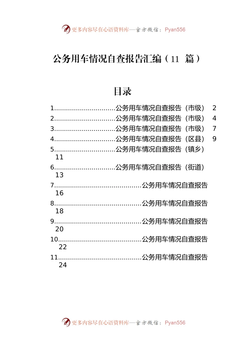 公务用车情况自查报告汇编（11篇）.docx_第1页
