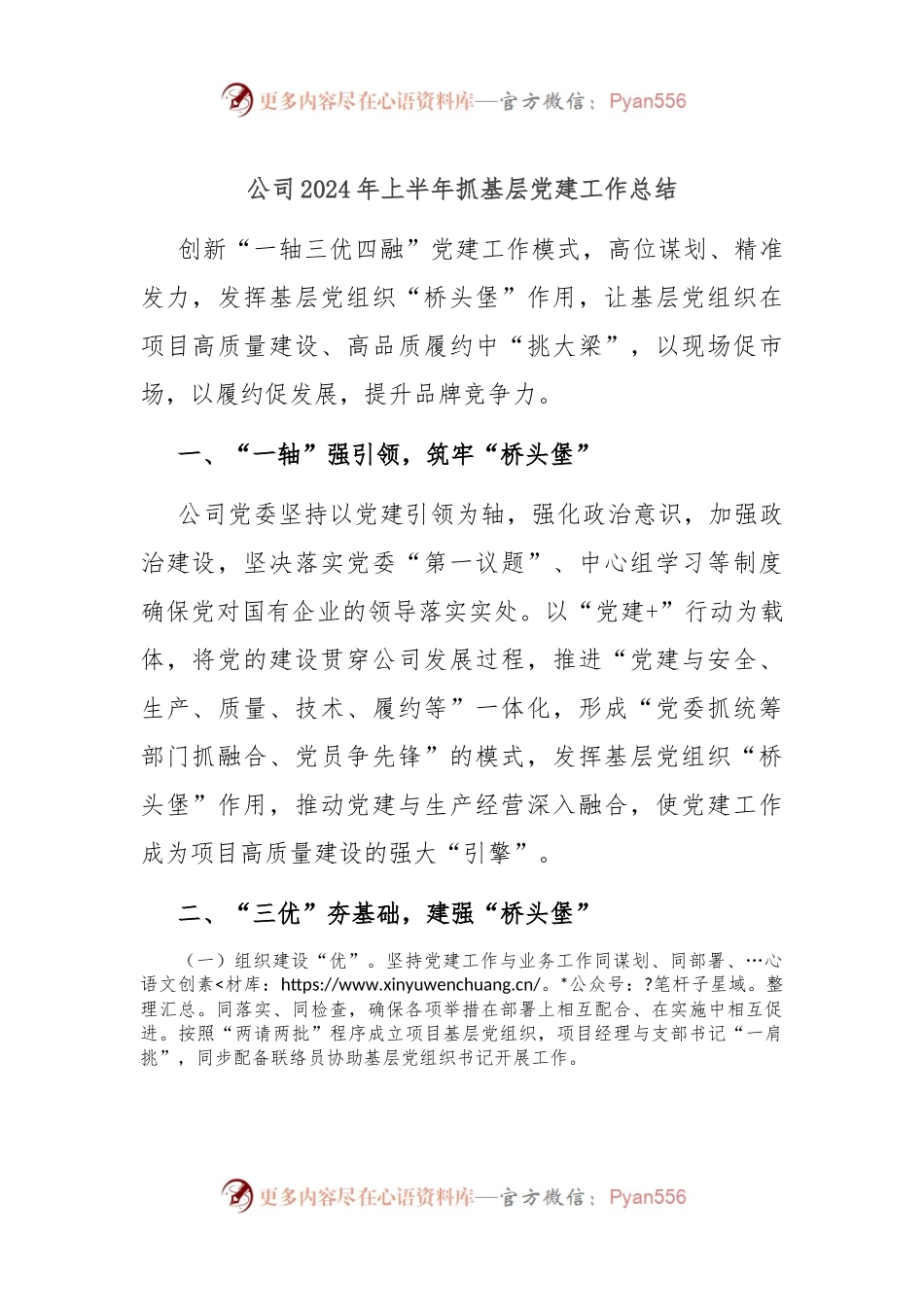 公司2024年上半年抓基层党建工作总结.docx_第1页