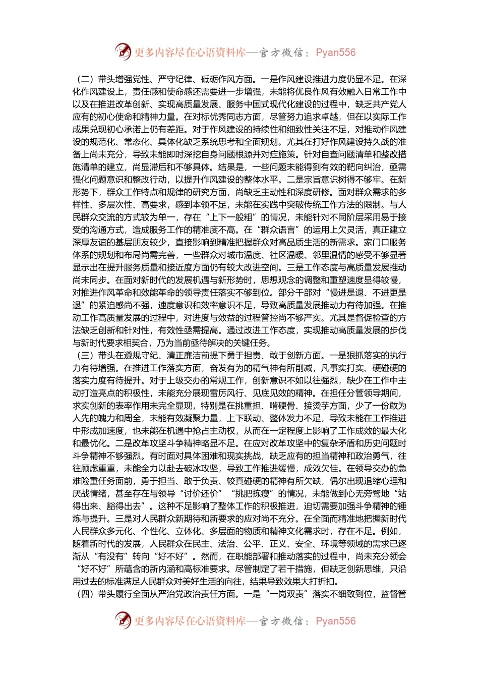 党员领导干部2024年度民主生活会对照检查材料.docx_第2页