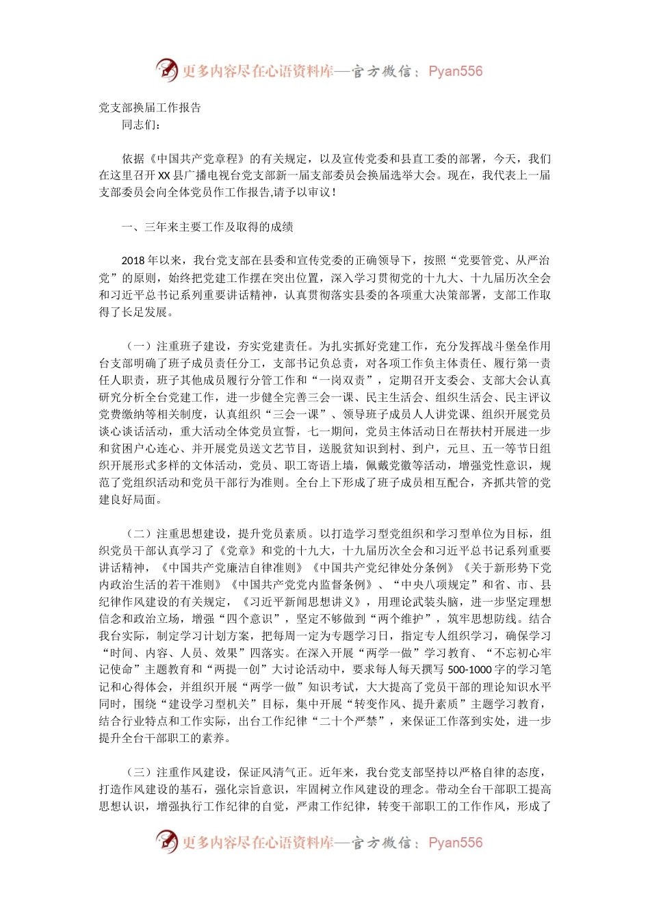 党支部换届工作报告（一）.docx_第1页